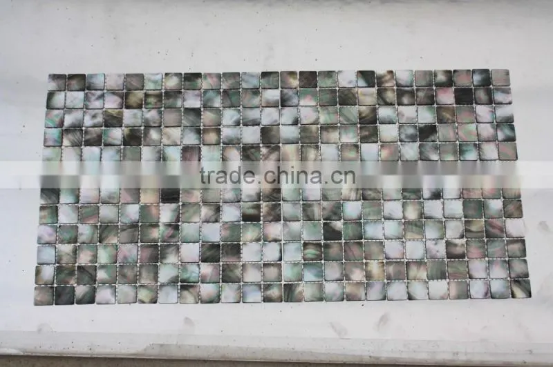 Factory supplier Blacklip sea shell mosaic sheet,with joints on mesh,bathroom tile