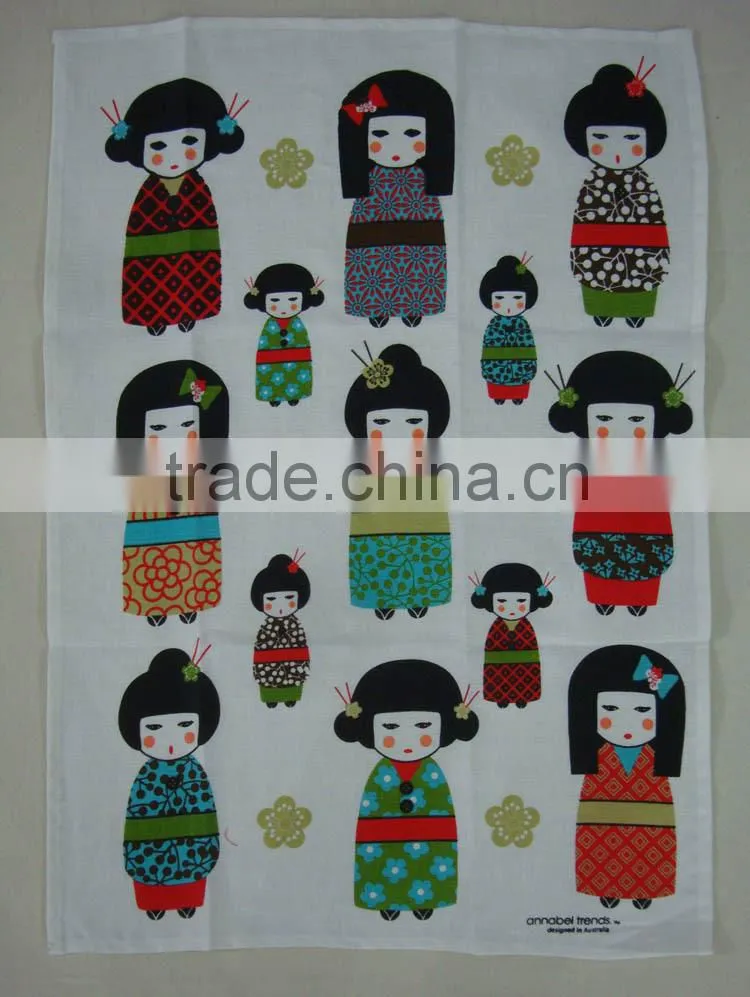 kitchen digital printed linen tea towel for home decorationl&gift,animal-giraffe design-1