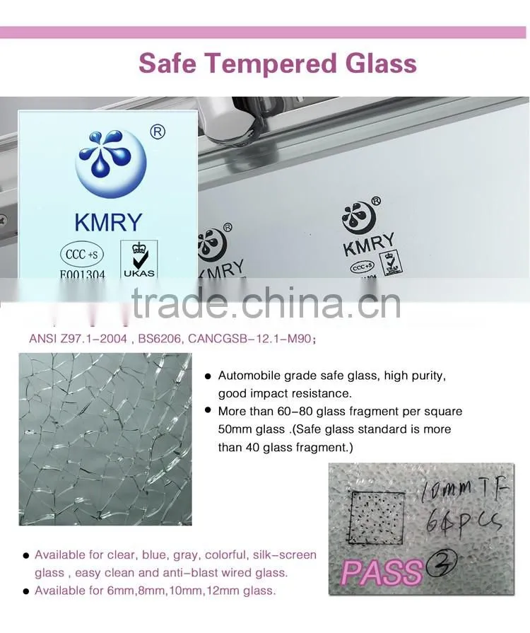 Walk-in 8/10mm Stainless Steel Glass shower compartment KD8006
