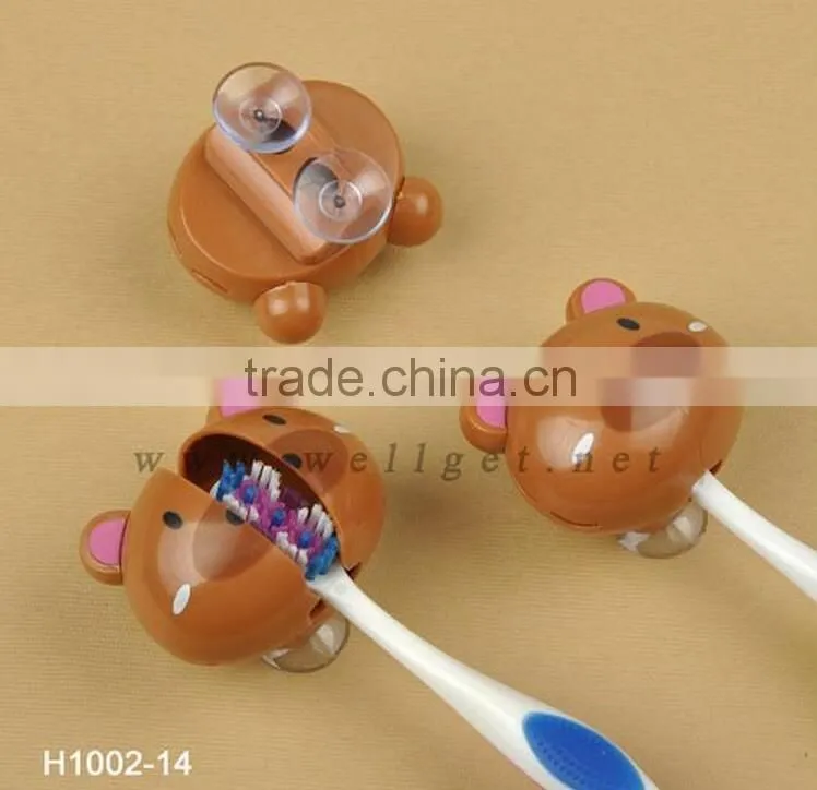 H1002-14 Various Design Brown Bear Toothbrush Holder with Suction Cup
