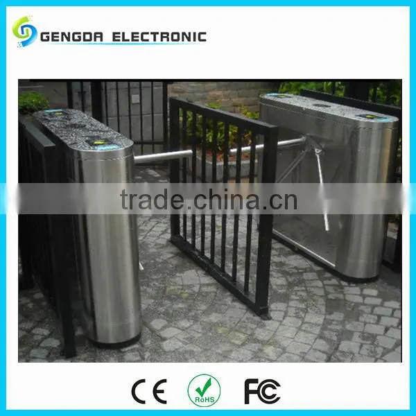 304 stainless steel low noise semi-automatic bridge type tripod turnstile with side and base board library security gate