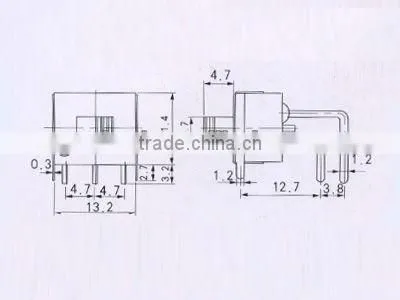 3Pin slide switch of red & miniature slide switch of AC