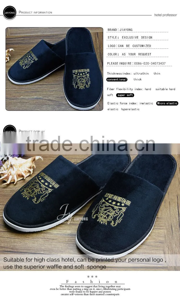 hot sale beauty hotel plush slipper with embroidery logo