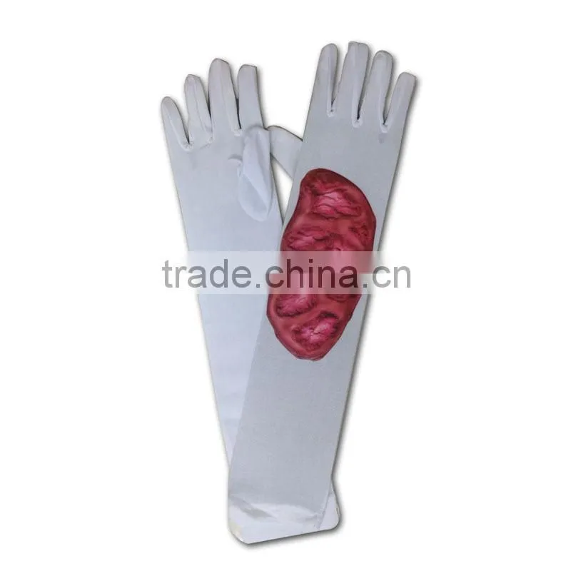 white halloween costume long arm gloves LG-027