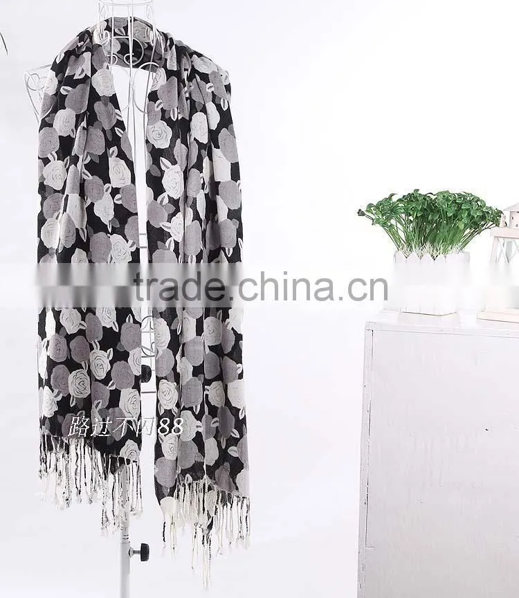 rose flower printed pashmina scarf 15