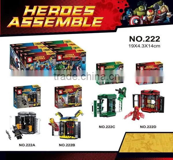 SY222 4pcs/lot Superheroes IronMan BatMan Flash Green Arrow minifigure building block toys