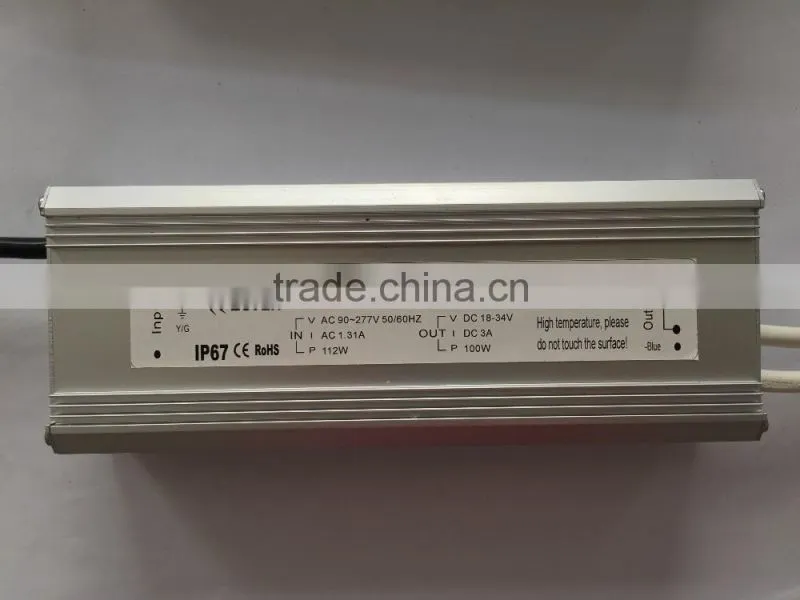 100w 1500ma waterproof ip67 constant current led power supply led driver with CE and RoHs approved