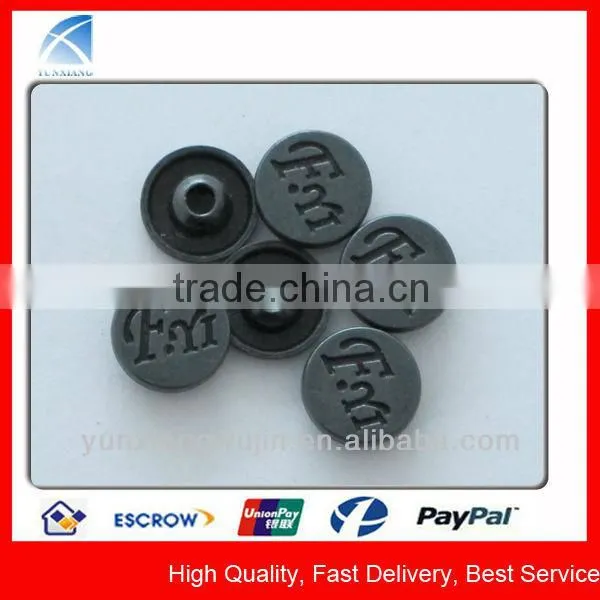 YX4751 Engraved Logo Round Black Nickel Jeans Rivets