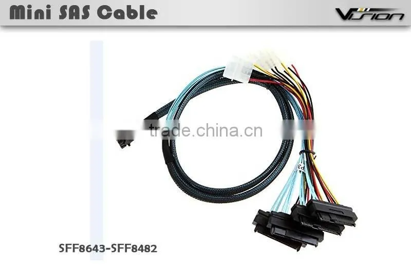 1 Meter Internal Mini SAS HD SFF-8643 to 4 x 29-Pin SAS SFF-8482 Cable