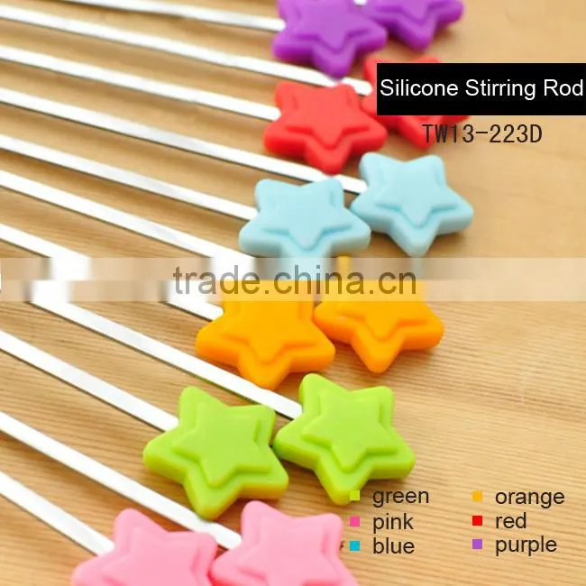 Eco-friendly pentacle shape silicone coffee stirrer