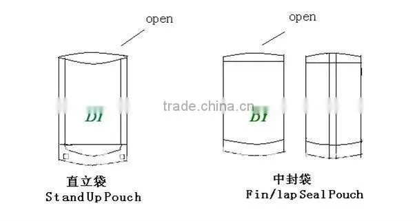 stand up plastic packaging bag for snack with bottom gusset