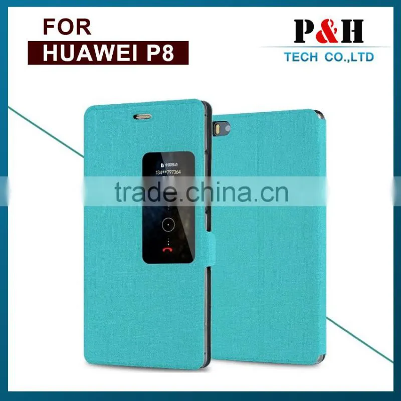 factory price for new goldsand series window filp case for huawei ascend p8