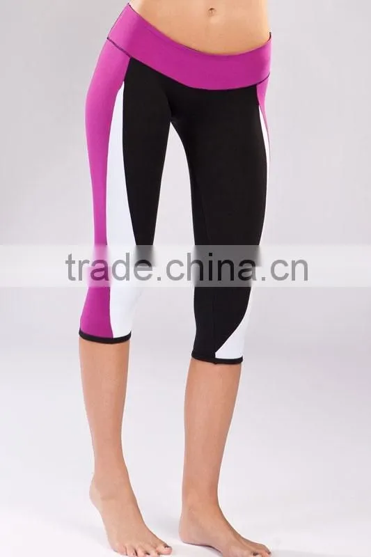 black breathable woman fitness clothing training capri pants wholesale
