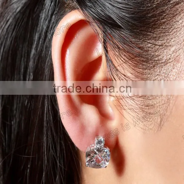 Silver Cushion Cut Cubic Zirconia stud Earrings by 925 sterling silver