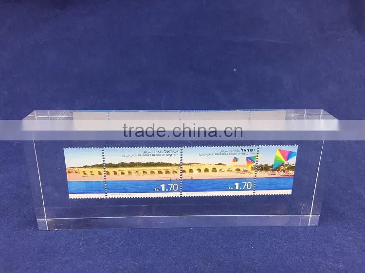 Customized clear acrylic glass crystal block with stamp