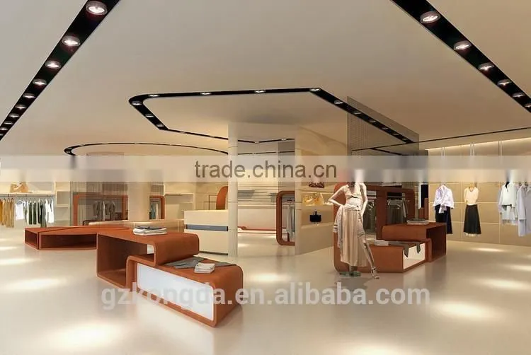 high end brown wooden clothing display racks