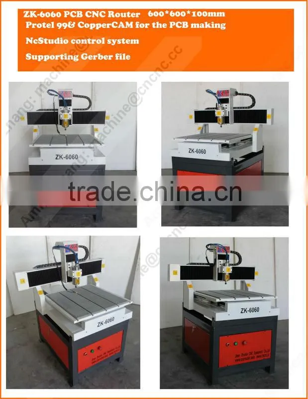600*600mm Cheap PCB Prototype CNC Router Protel99&CopperCAM Software ZK-6060