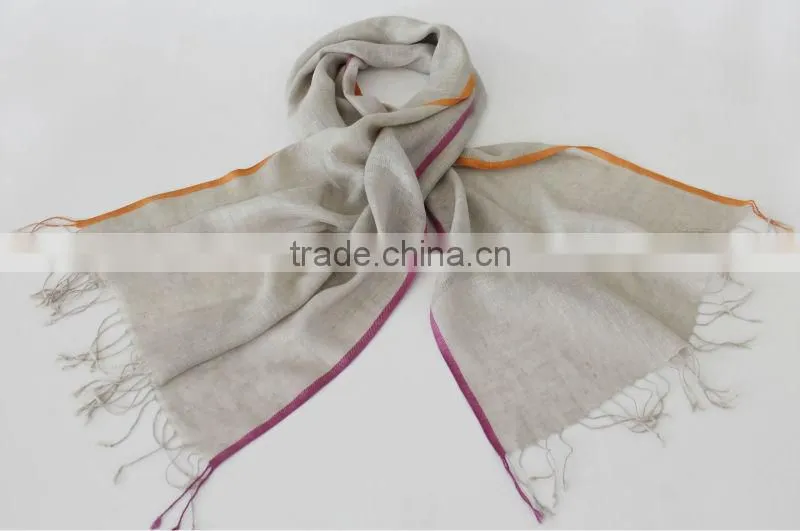 india Linen scarves shawls scarf with Neon border