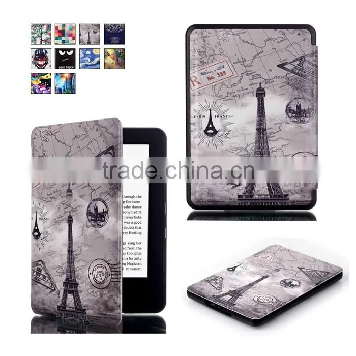 PU Hard Cover Colorful Printing Smart Case for New Kindle 2016