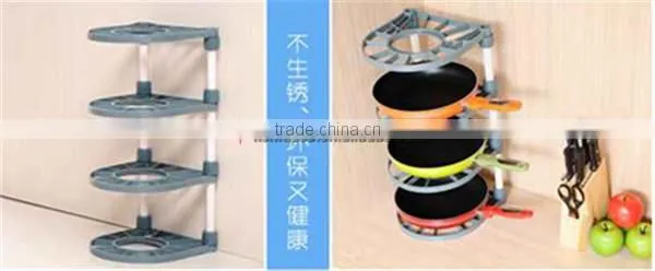 Four layer Plastic Kitchen Pans Rack