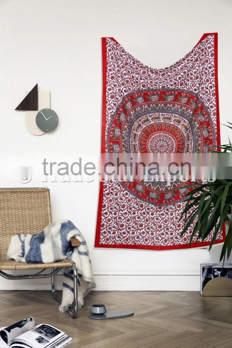 Twin Size Ombre Mandala With Elephant Wall Art Psychedelic Boho Hippie Wall Decor Tapestry