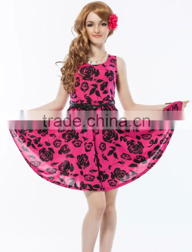High quality beautiful pattern hot sale factory price casual style nice ladies dress
