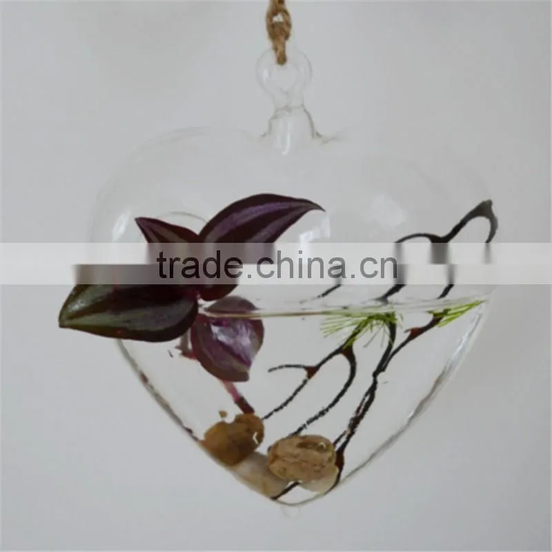 Hanging Vase Of Transparent Glass Landscape Water Succulents Simple Love Arts And Crafts Ornaments