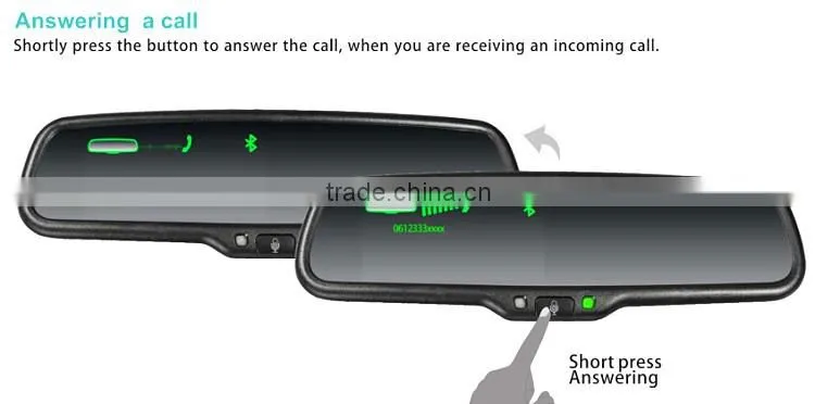 bluetooth handsfree car kit Rearview Mirror with back up display