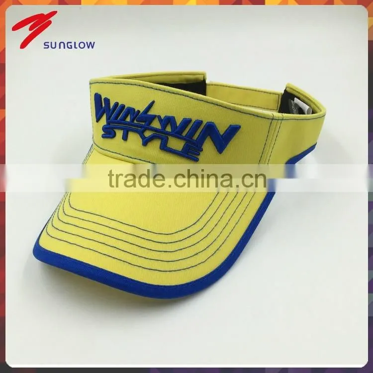 Custom design 100% cotton sun hats sports visor with 3D embroidery