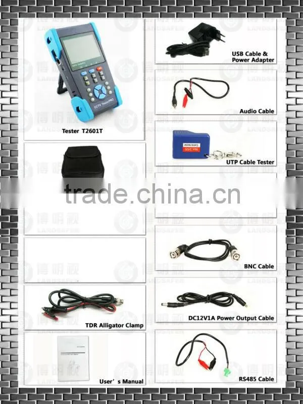 3.5'' LCD CCTV Tester L-T2601T IP&Analog Camera Testing TDR tester UTP Cable Test POE Test Photograph Video Record PTZ Control