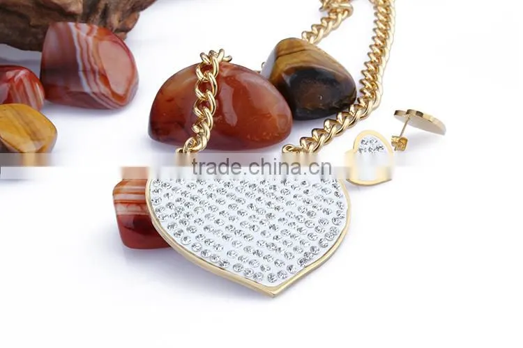 broken heart shaped stainless steel chain necklace jewery set
