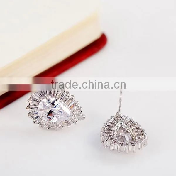 2016 Noble Women Zircon Drop Charm Stud Earrings Wholesale ZTTM-E-2012120101