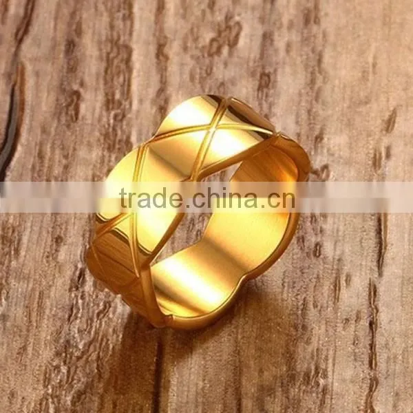 Fashion Personality Gold Plated 8 MM Stainless Steel Men Ring
