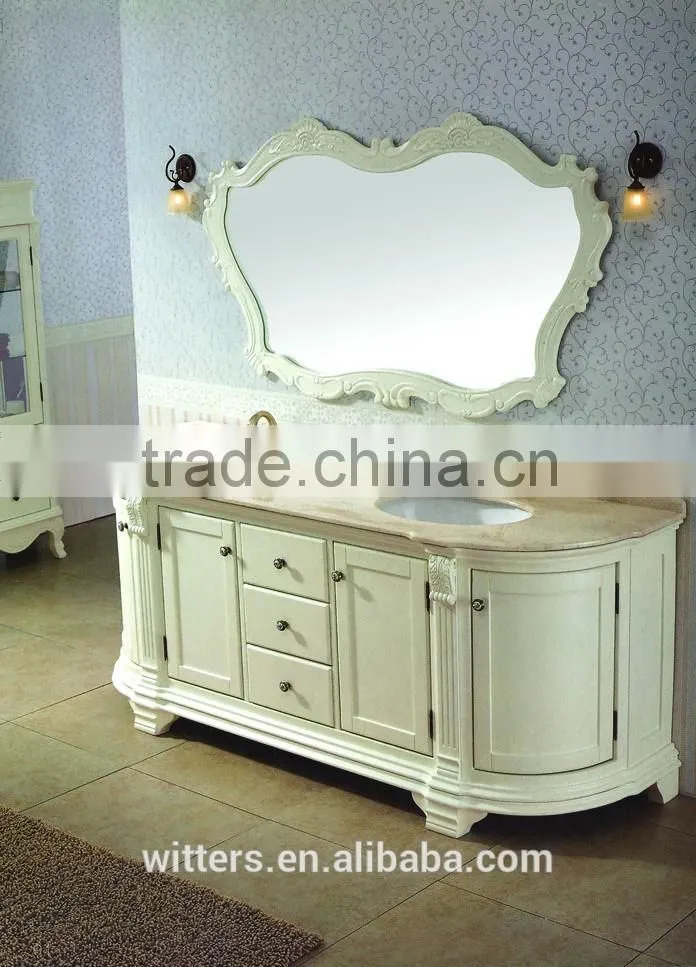 bathroom cabinet unit with rounded front in soft white WTS132