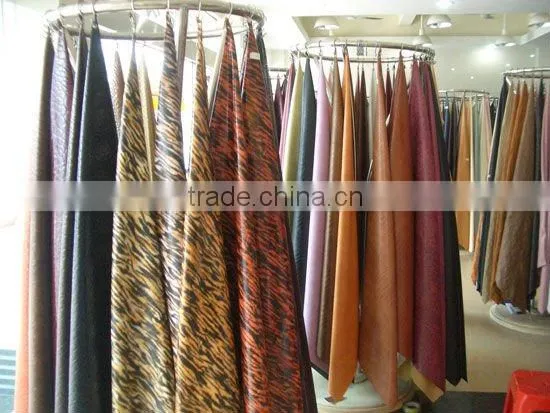 PU flock leather fabric used for furniture, sofa and home decoration with different design