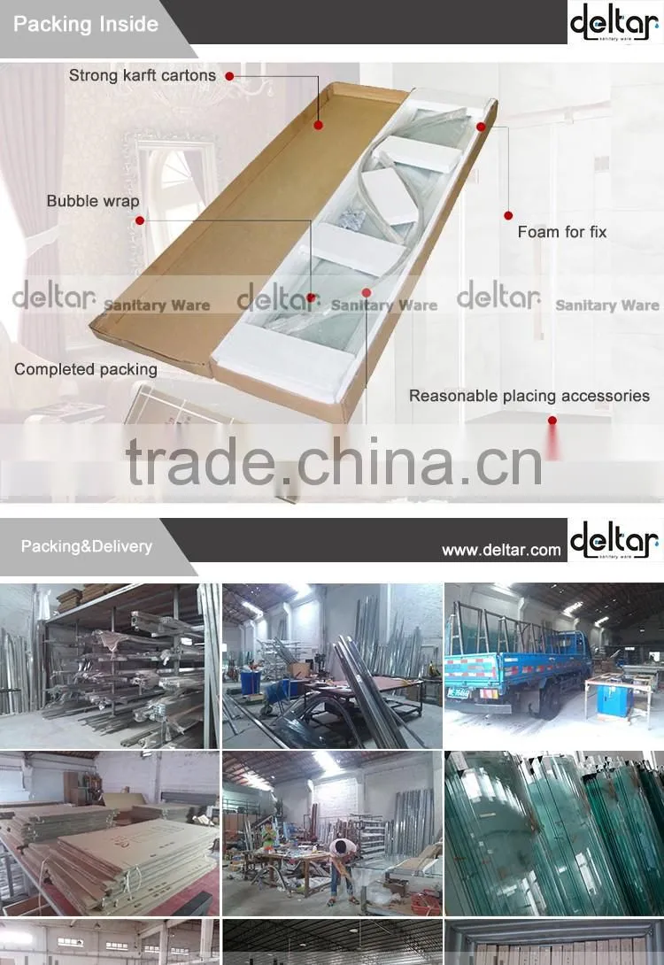 stainless steel roller CHEAP PRICE fan-shaped shower room with acrylic tray tempered glass shower enclosure