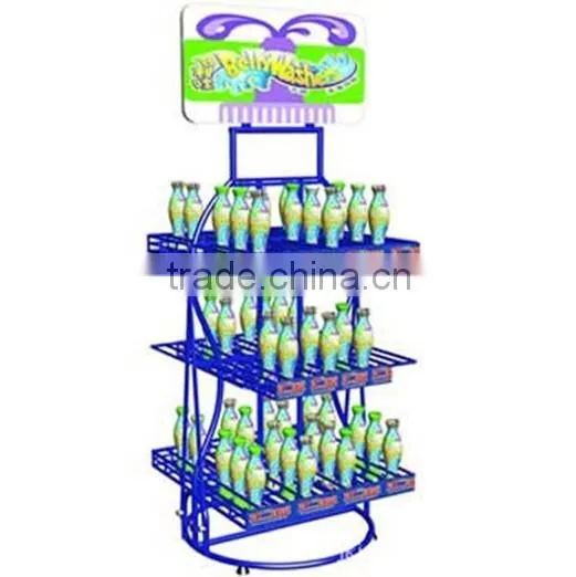 Supurmarket advertisng metal floor standing/ soda bottle display rack