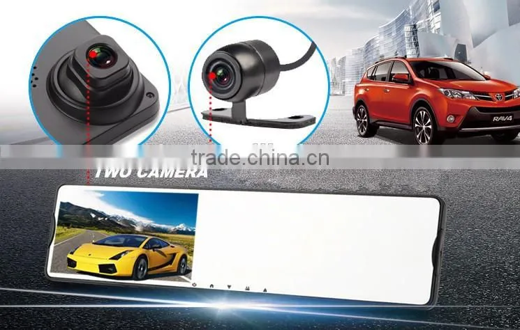 Navi car dvr Dual Camera parking rear view mirror car camera recorder 168
