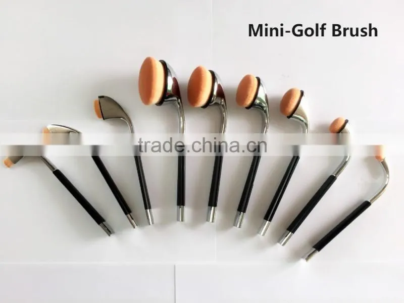 Hot Sales 9Pcs Golf Oval Makeup Brushes Mini Golf Brush Professional Cosmetic Brush