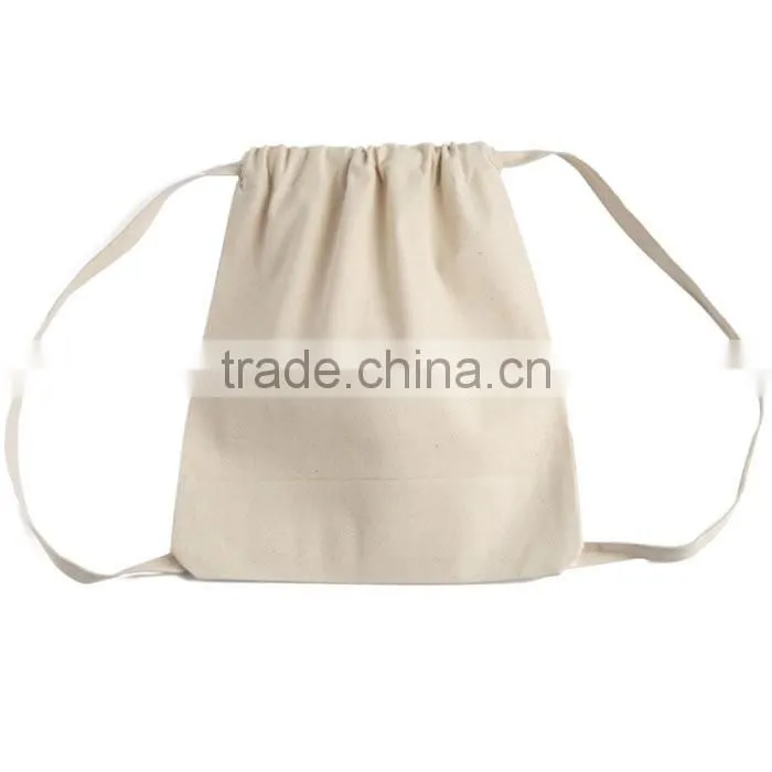 wholesale Promotional blank Canvas Two Tone Drawstring Sport Bag Backpack