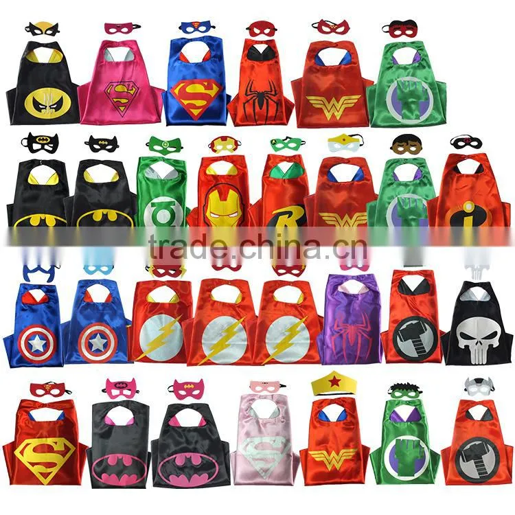 Double Layer 70cm Satin Kids Super Mario Bros Costume cape and masks