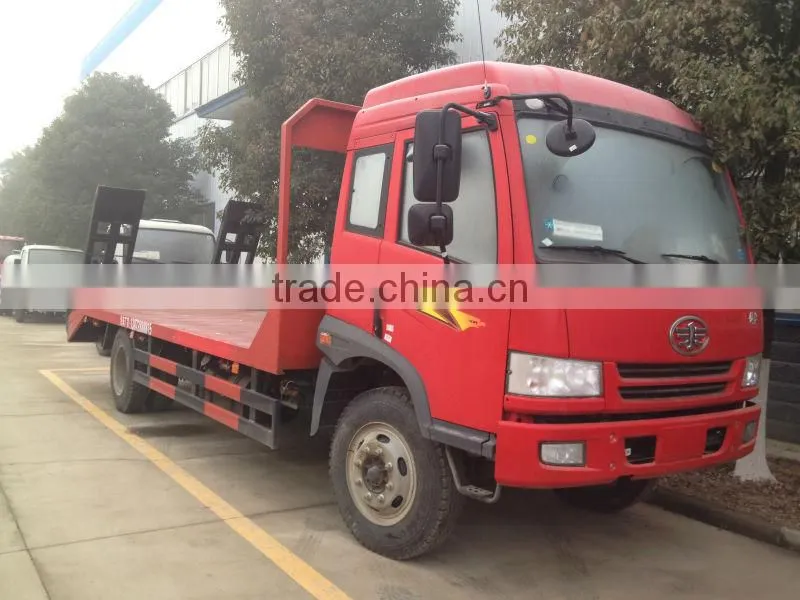 FAW flat bed truck,flatbed trucks to to carry excavator,flat trucking