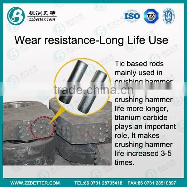 TiC based cermet rods/Titanium carbide rods for Crushing hammer