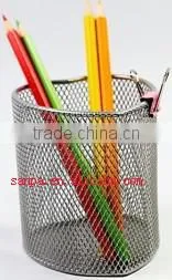 Office Supplies Metal Mesh Stationery Silver Heart Shape Pen Holder