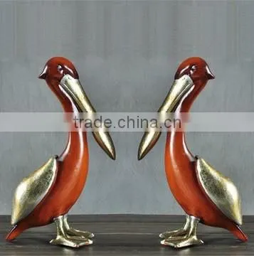 Antique vintage wood effect polyresin pelican statues