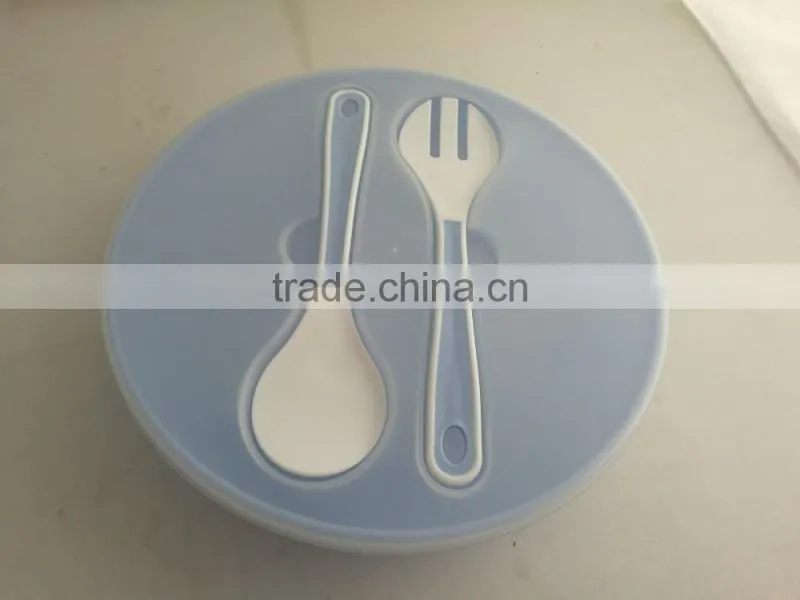 Food grade salad bowl with built in serving spoon and fork/Salad bowl to go with serving spoon