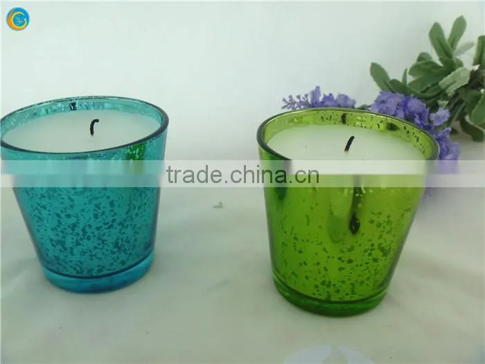 glass candle holder filling with wax set
