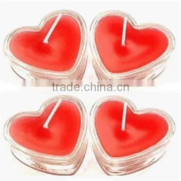 Wedding Decor Chinese Pretty Red Glass Votives Heart Shaped Candle Holder