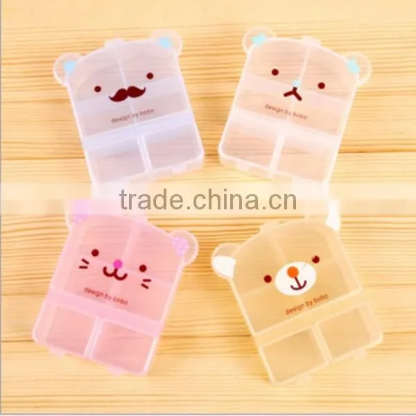custom cartoon 6 compartment medicine storage case PP plastic pill box supplier in China,custom made plastic pill box supplier
