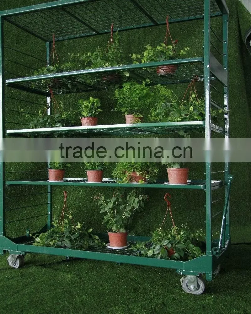 Garden tools green mesh rolling display cart